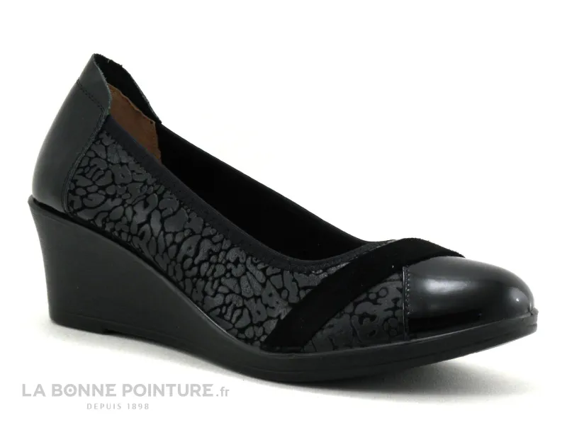 Achat chaussures Inéa Femme Escarpin, vente Inea FADO - Noir verni - Gaufre noir - Escarpin compense