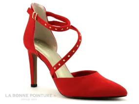 Achat chaussures Marco Tozzi Femme Escarpin, vente Marco Tozzi 2-24407-20 Red - Escarpin pointu rouge - Talon haut  - Bride clou