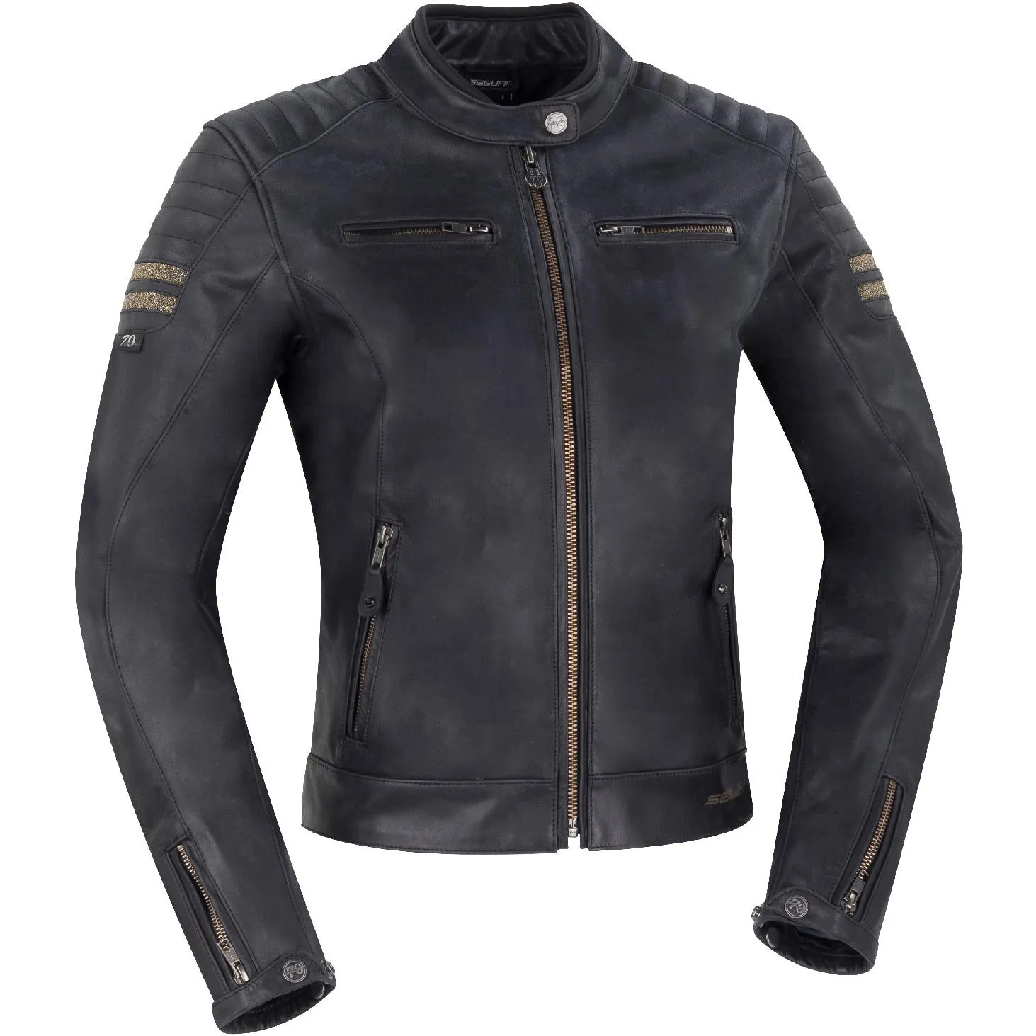 Blouson LADY STRIPE BLACK CRYSTAL SEGURA Noir - MAXXESS.FR, Blouson moto cuir