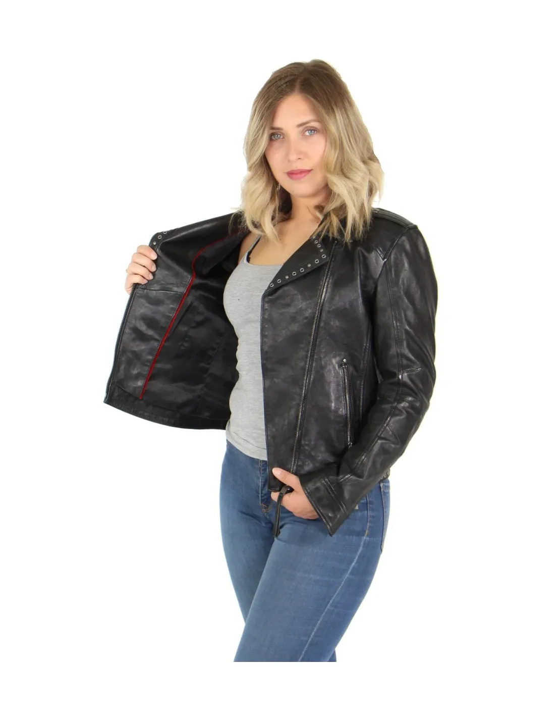 Blouson Rose Garden en cuir ref_47826 Noir
