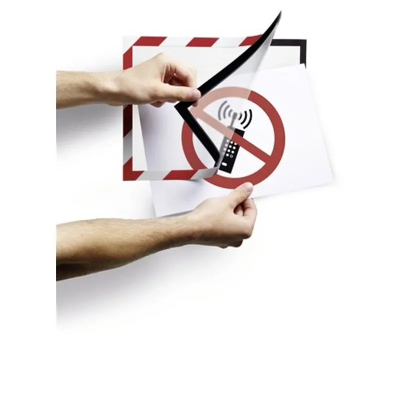 Cadre magnétique pour information de sécurité - 2 cadres A4 - rouge et blanc
