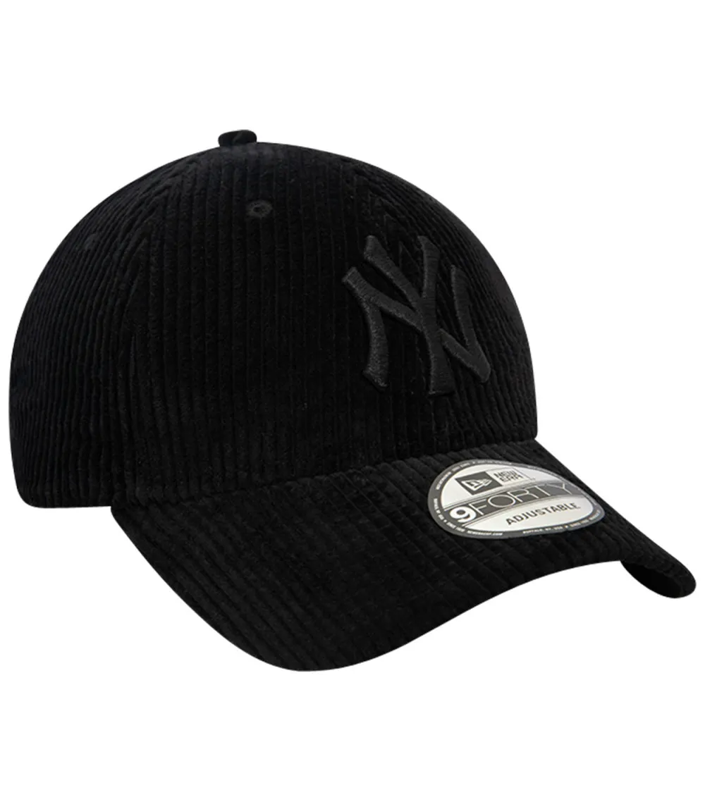 Casquette coupe strapback New Era en coton noire en velours côtelée