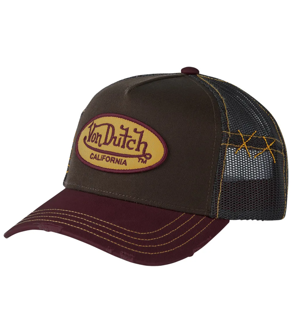 Casquette coupe trucker Von Dutch en coton tricolore avec filet