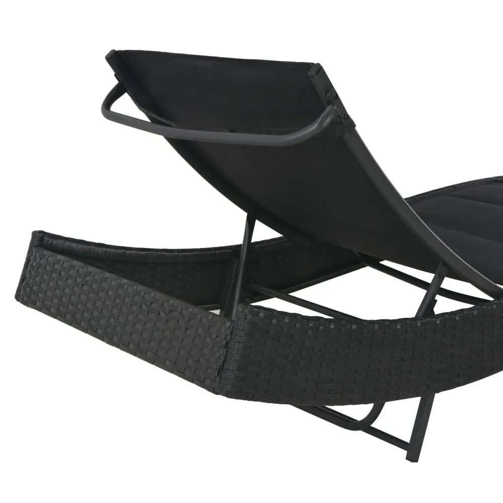 Chaise longue résine tressée et textilène noir