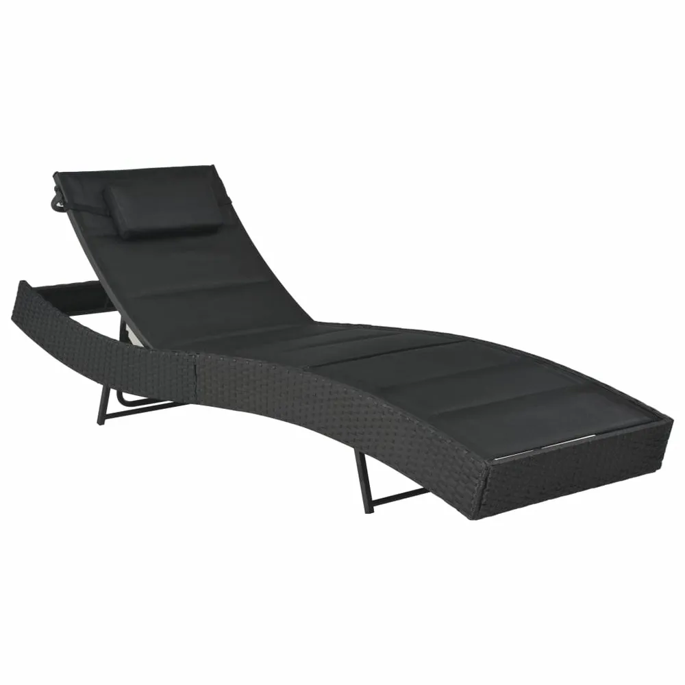 Chaise longue résine tressée et textilène noir