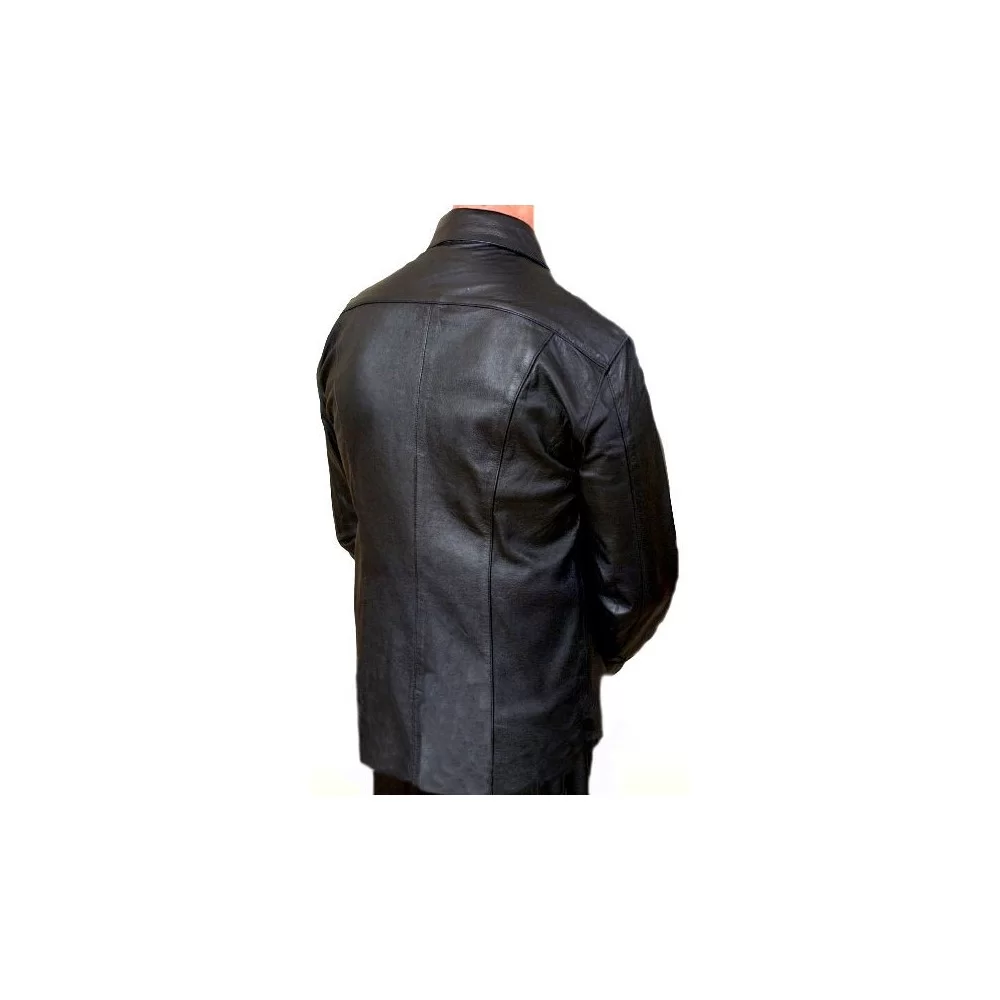 Chemise cuir homme agneau noir modèle Germane