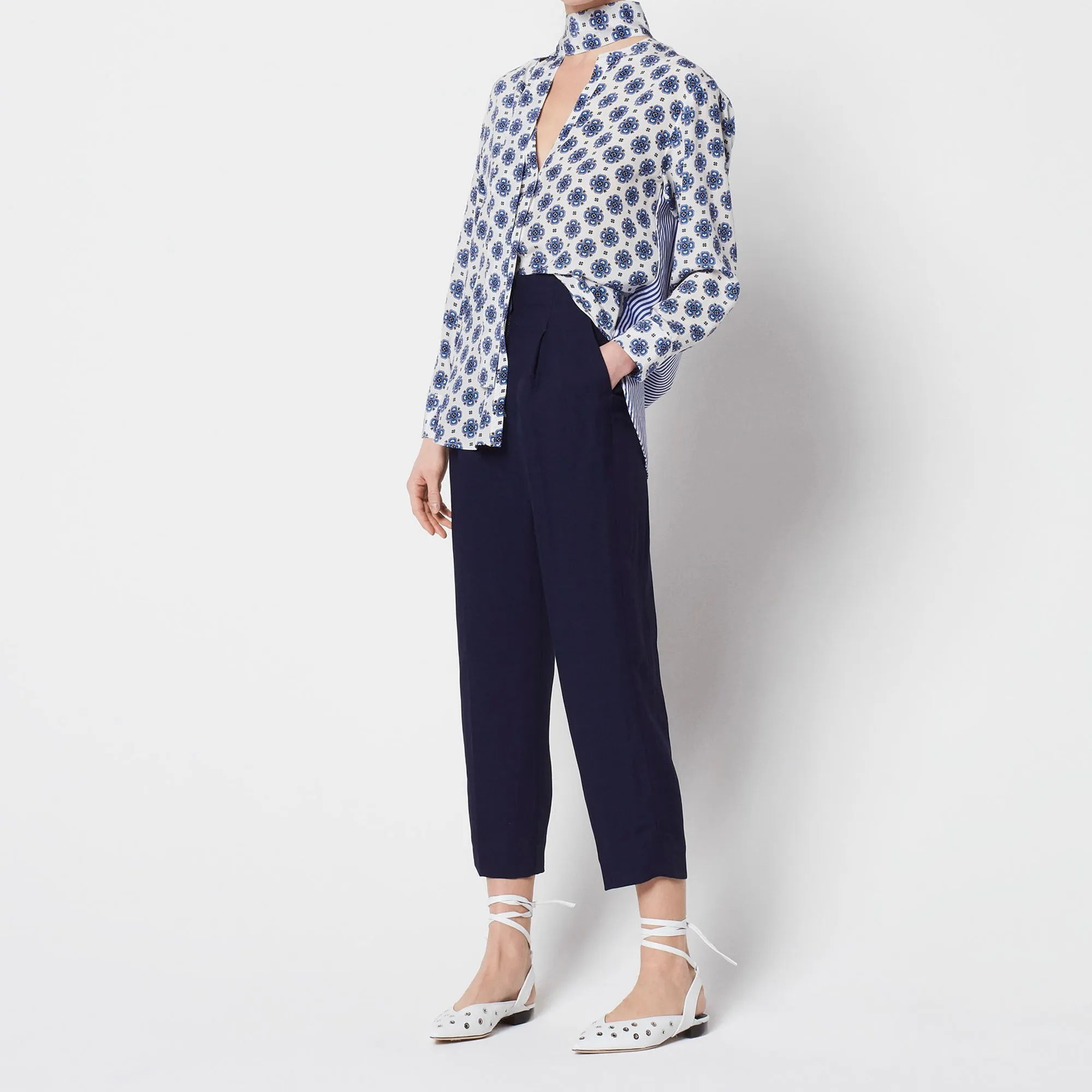 Chemise en soie imprimée mosaque