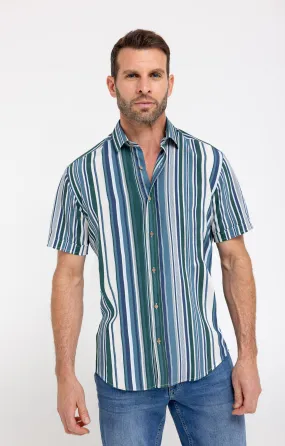 Chemise manches courtes rayée VERTE - 15,99 €