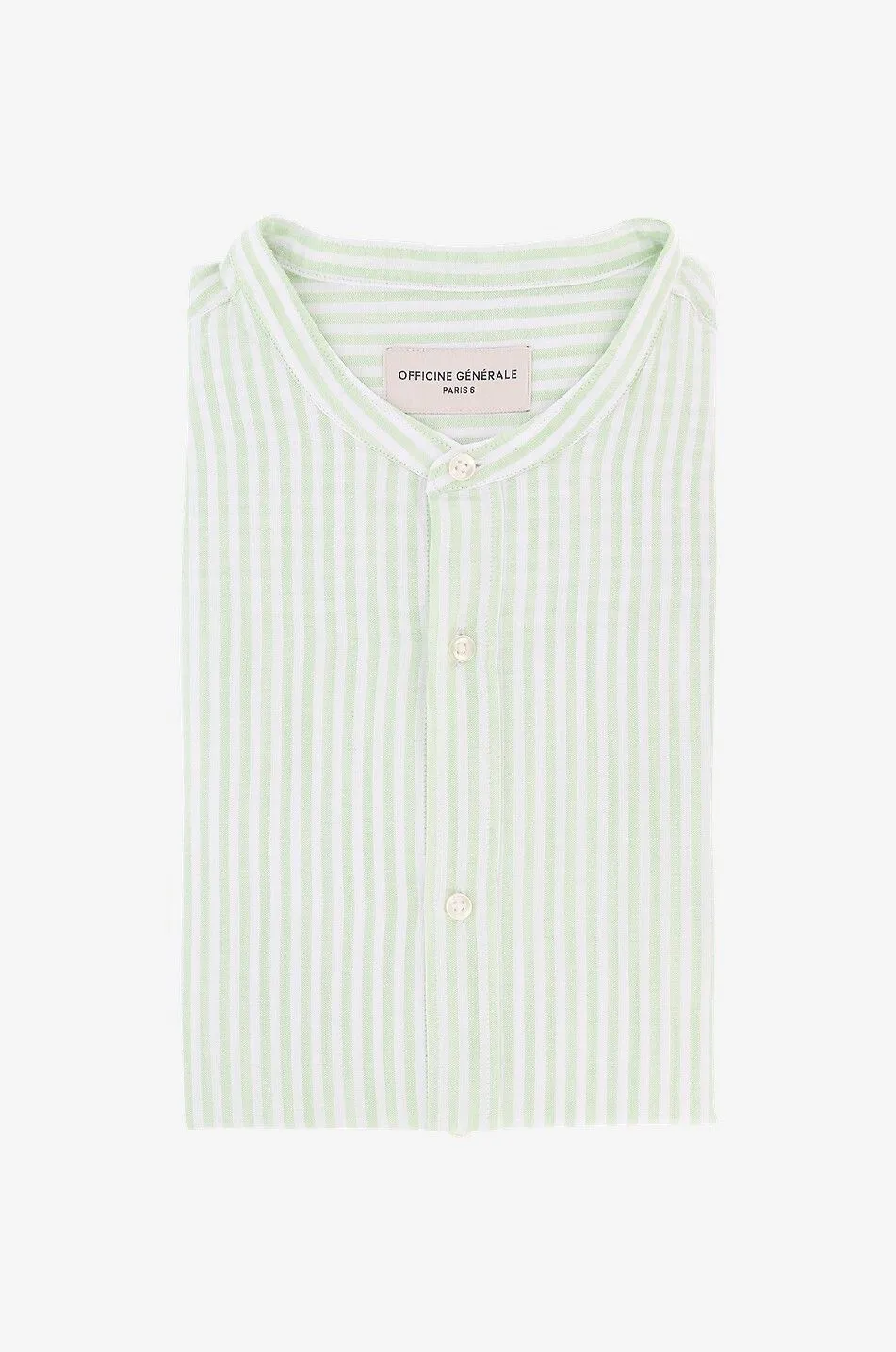 Chemise rayée à col mao en coton Gaston