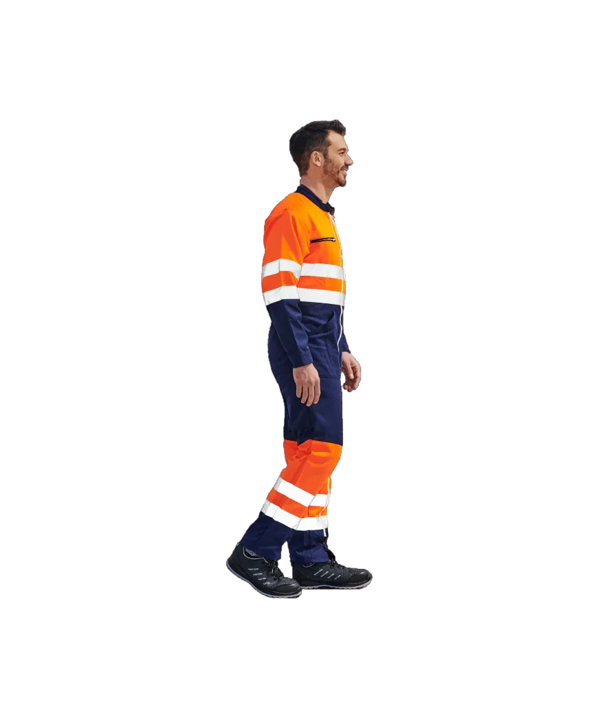 COMBINAISON DF HV EN 20471 MARINE/ORANGE PVB