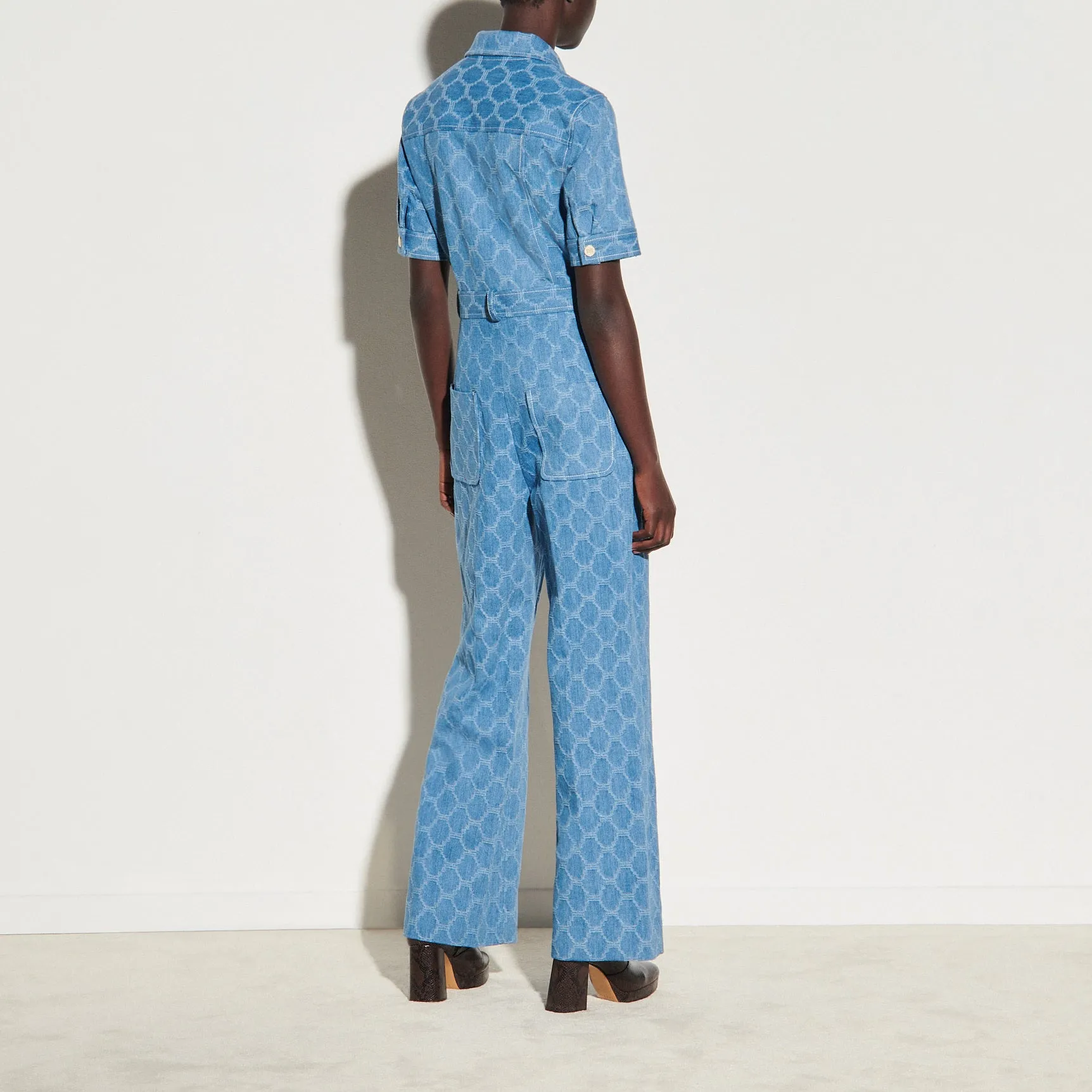 Combinaison pantalon en denim jacquard