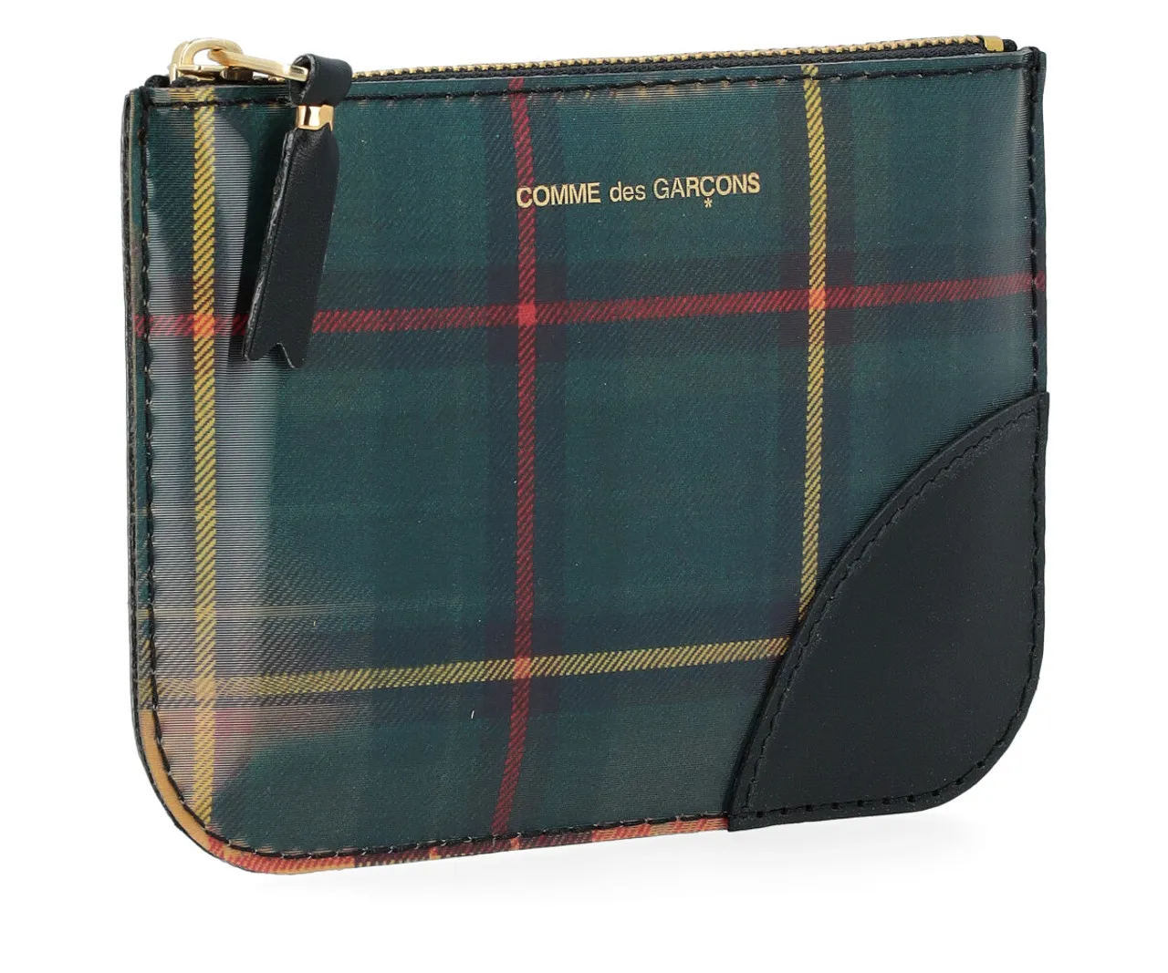 Comme Des Garçons Wallet Pochette Lenticular Tartan jaune et vert