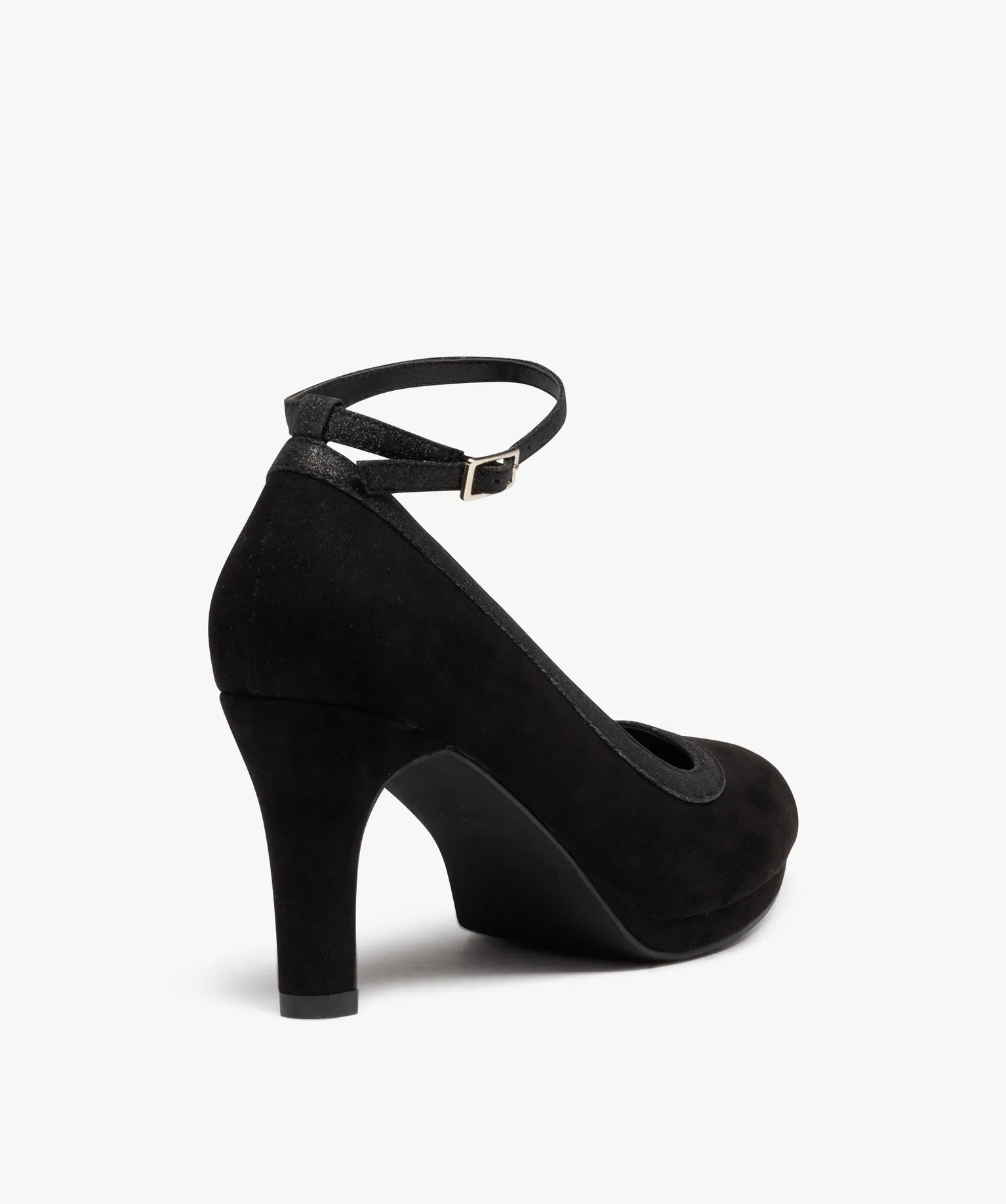 escarpin a bout pointu avec talon aiguille et bride pailletee femme noir escarpins
