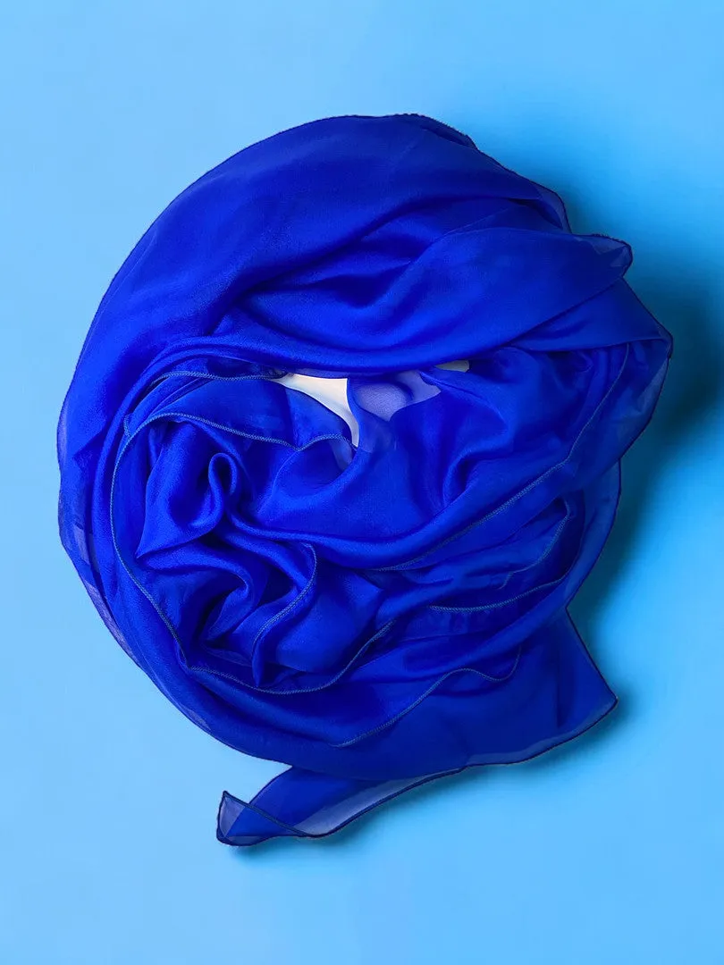Etole en mousseline de soie Bleu 135X135 cm