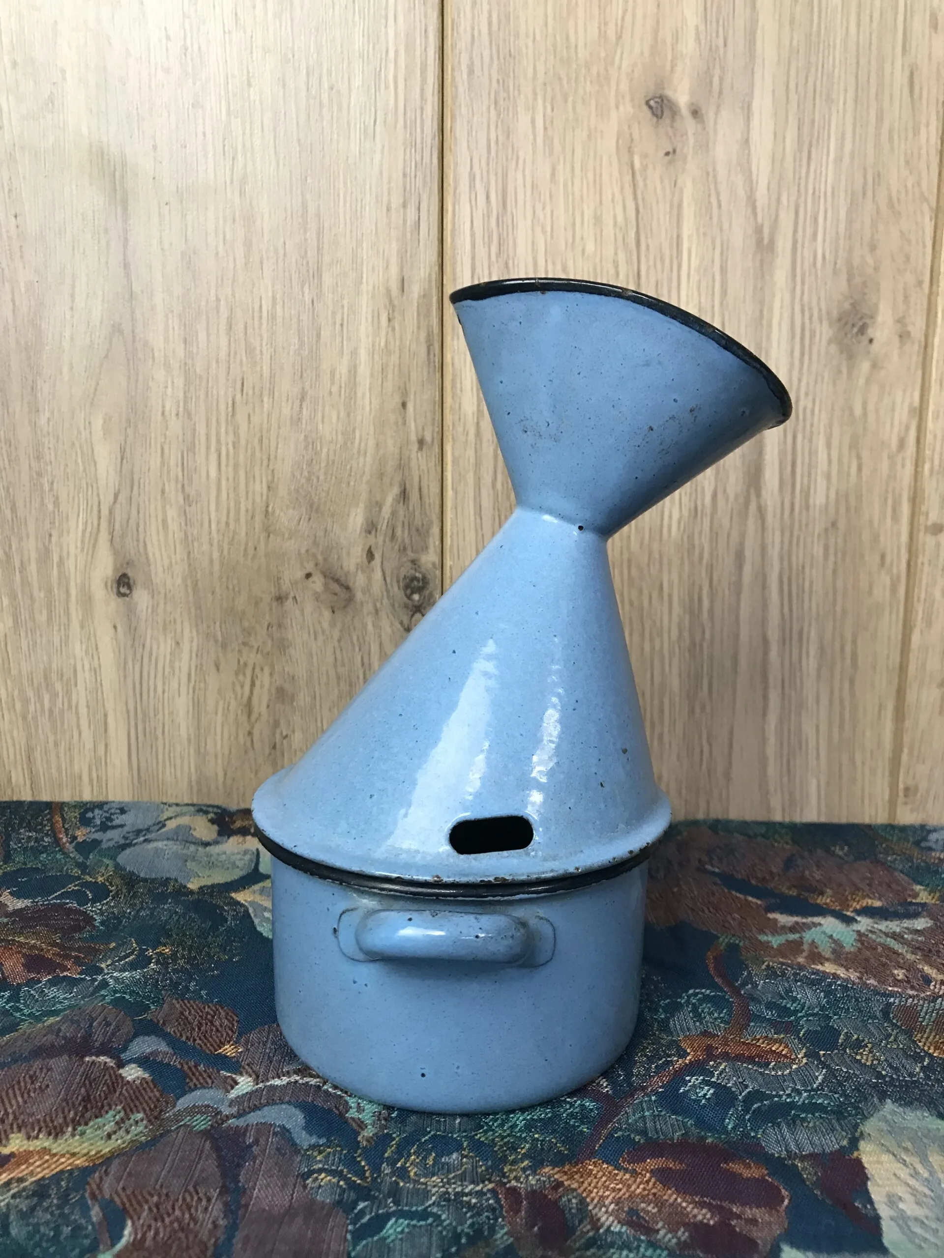 Inhalateur métal vintage émail bleu - Ressourcerie Histoires Sans Fin