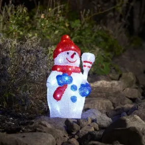 LED sneeuwpop met rode muts - 38cm