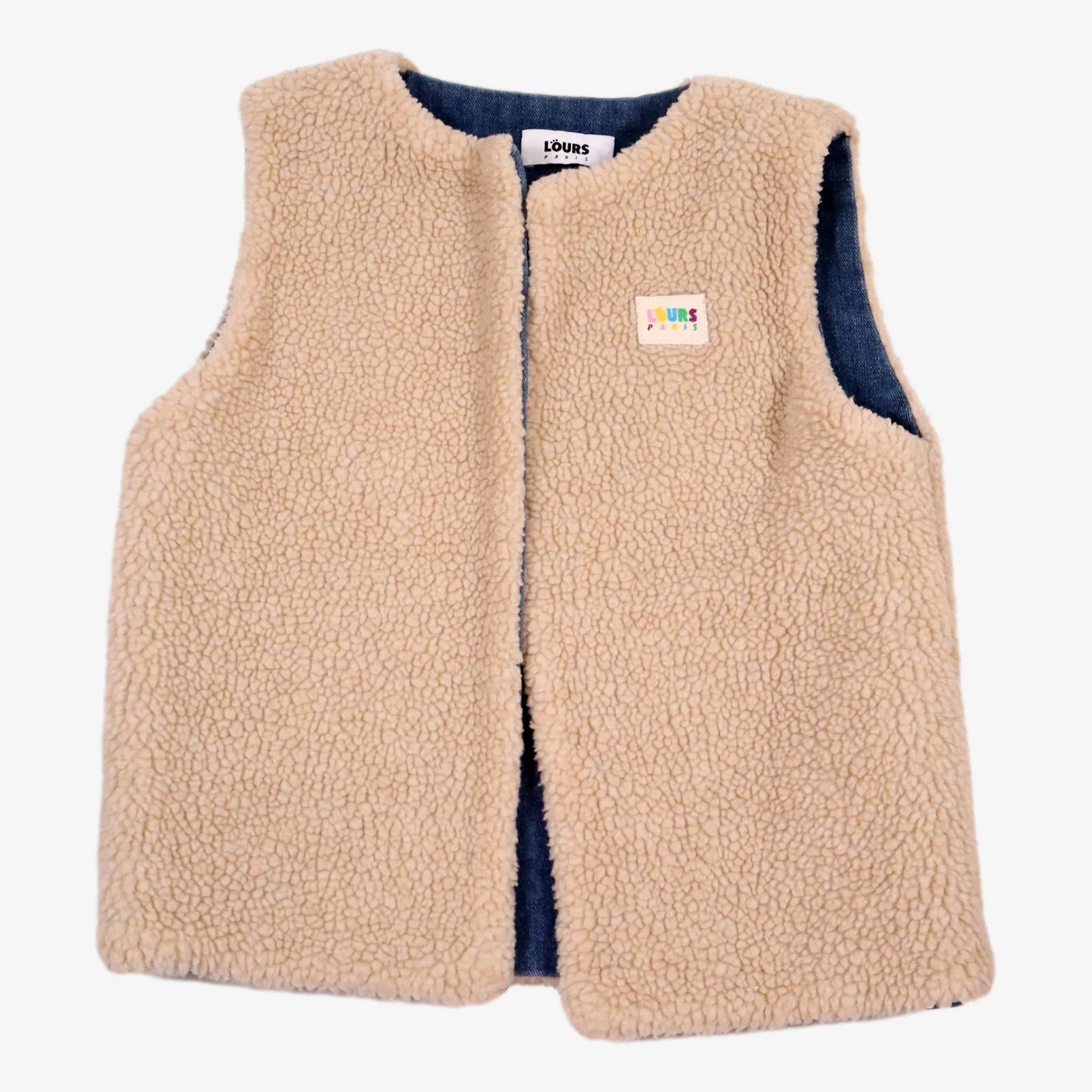 LOURS 6/8 ans gilet sans manches écru Sherpa