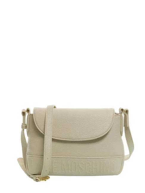 Love Moschino Embroidered Logo Sac Avec Rabat Épaule Ivoire - Achetez À Prix Outlet!