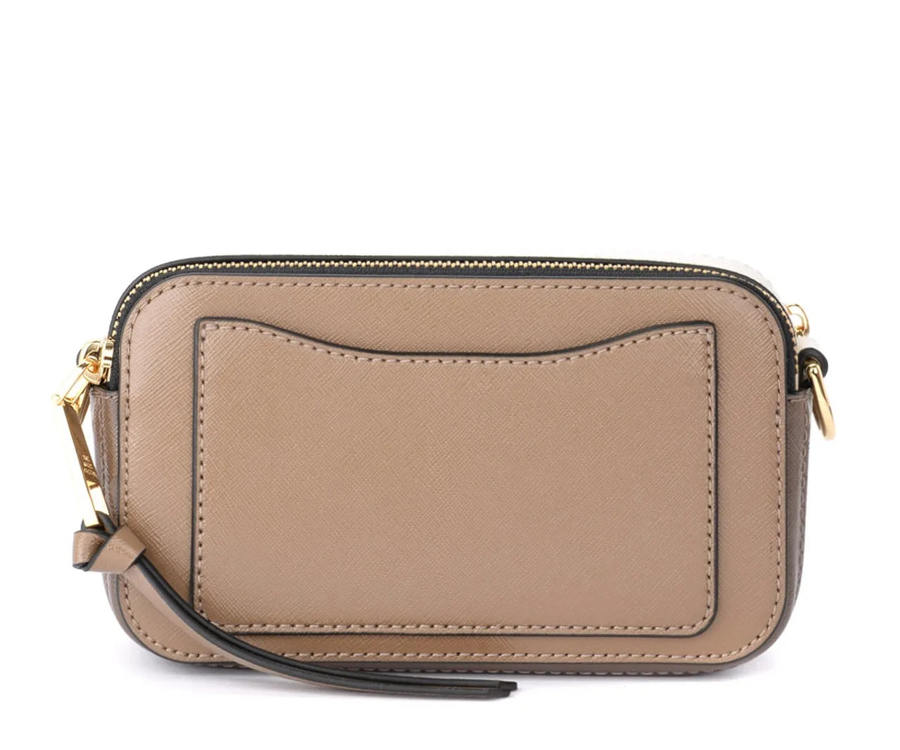 Marc Jacobs Le Snapshot Small Camera Bag en cuir saffiano taupe avec détails ivoire