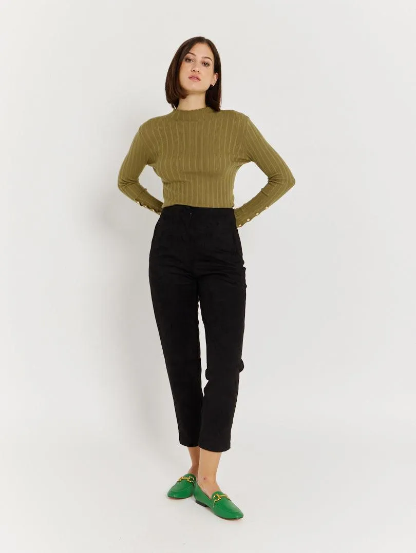 Pantalon droit effet suedine