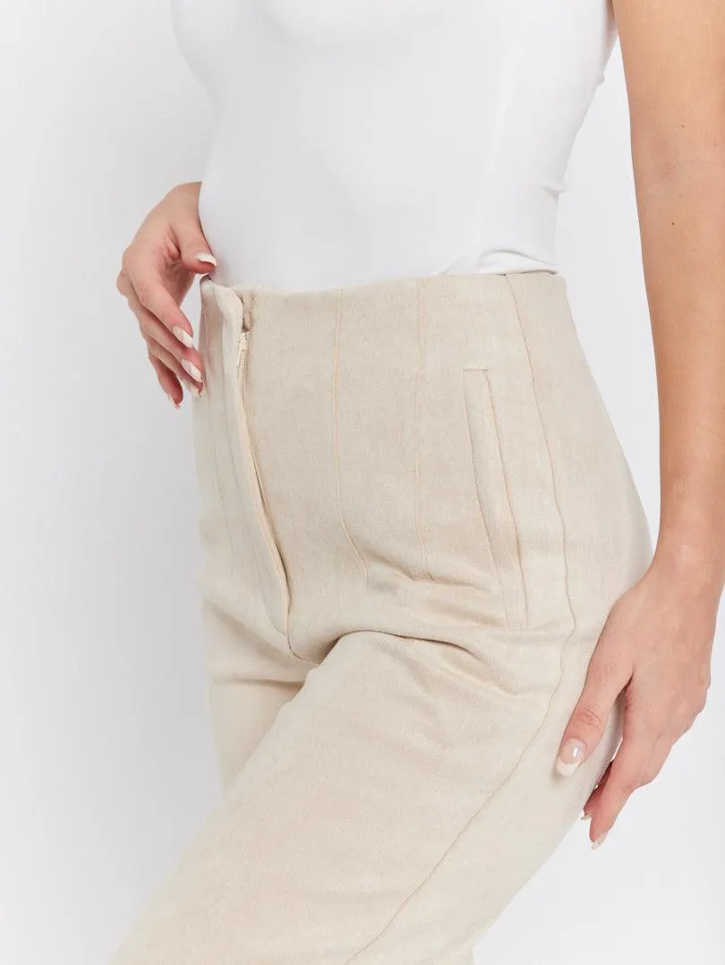 Pantalon droit effet suedine