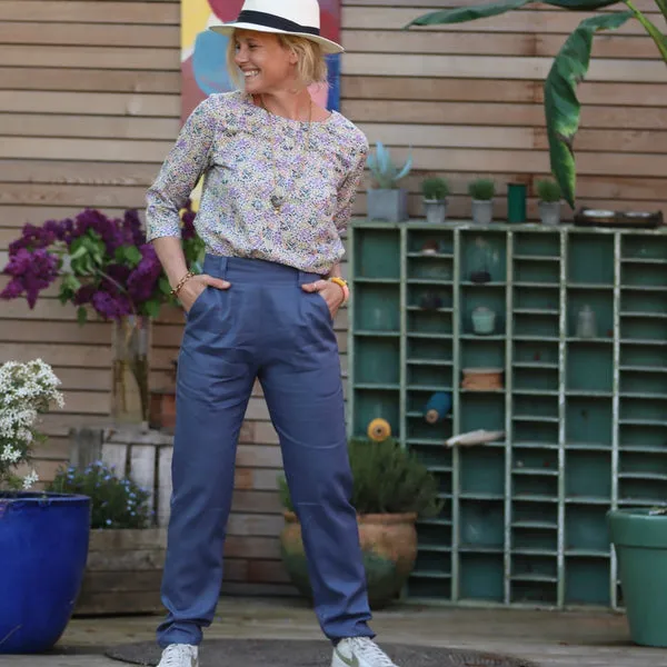 Pantalon Marcus - lin bleu lavande