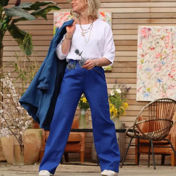 Pantalon Nestor lin bleu majorelle