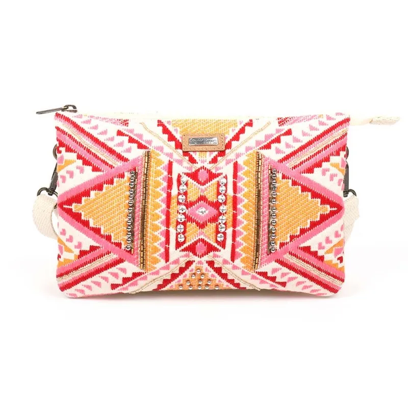 Pochette bandoulière "Habomai" LES TROPEZIENNES rose | Planetebag.com