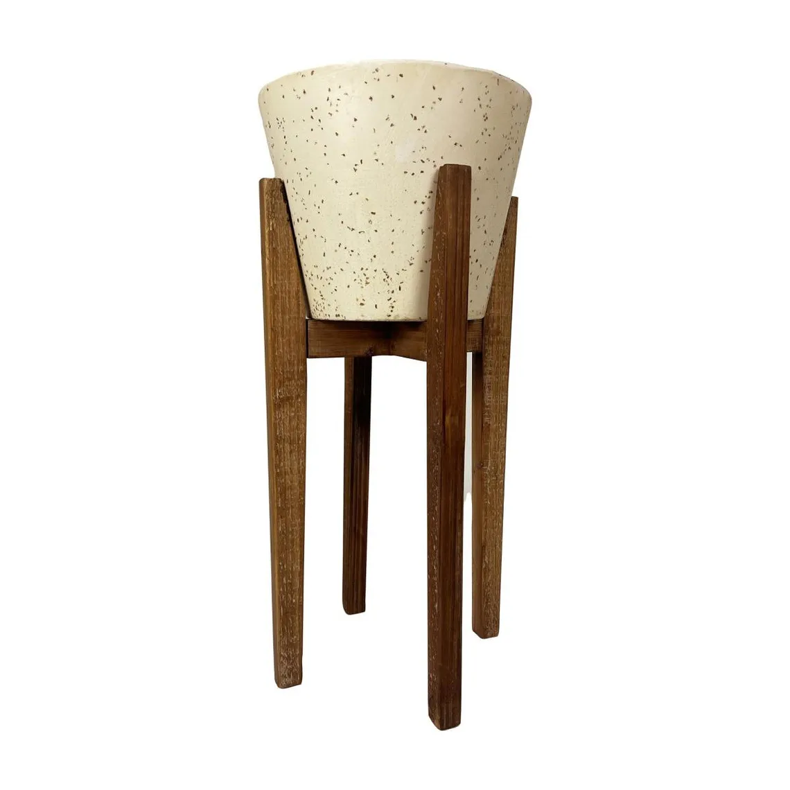 Pot Décoratif moyen en Bois et résine Plant Up Beige | 3 Suisses