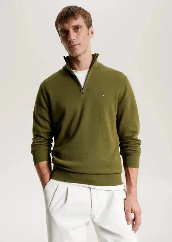 Pull camionneur Tommy Hilfiger kaki en cachemire