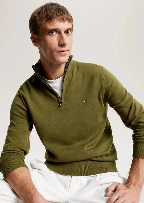 Pull camionneur Tommy Hilfiger kaki en cachemire