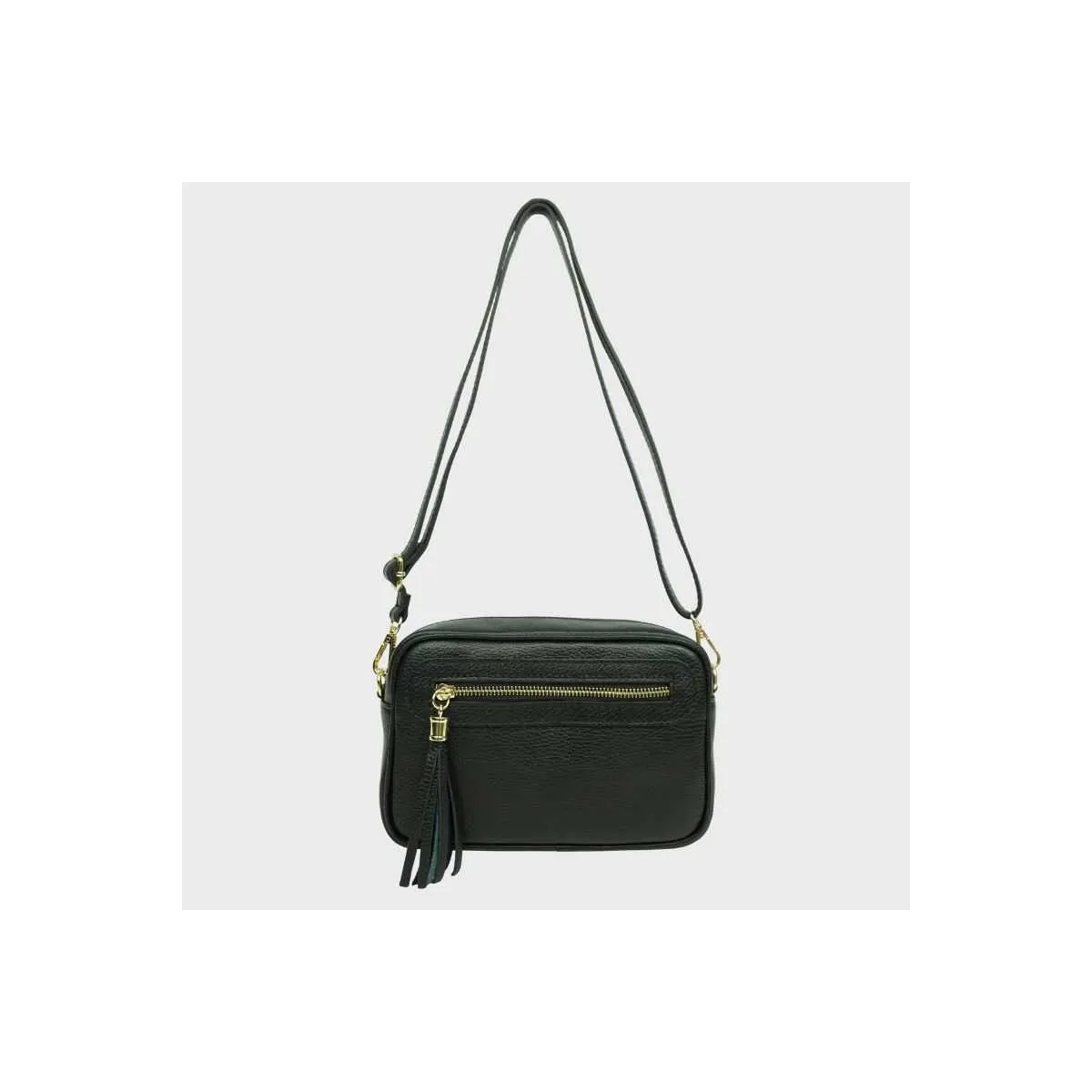 Sac bandoulière en cuir avec poche zippée sur pecari
