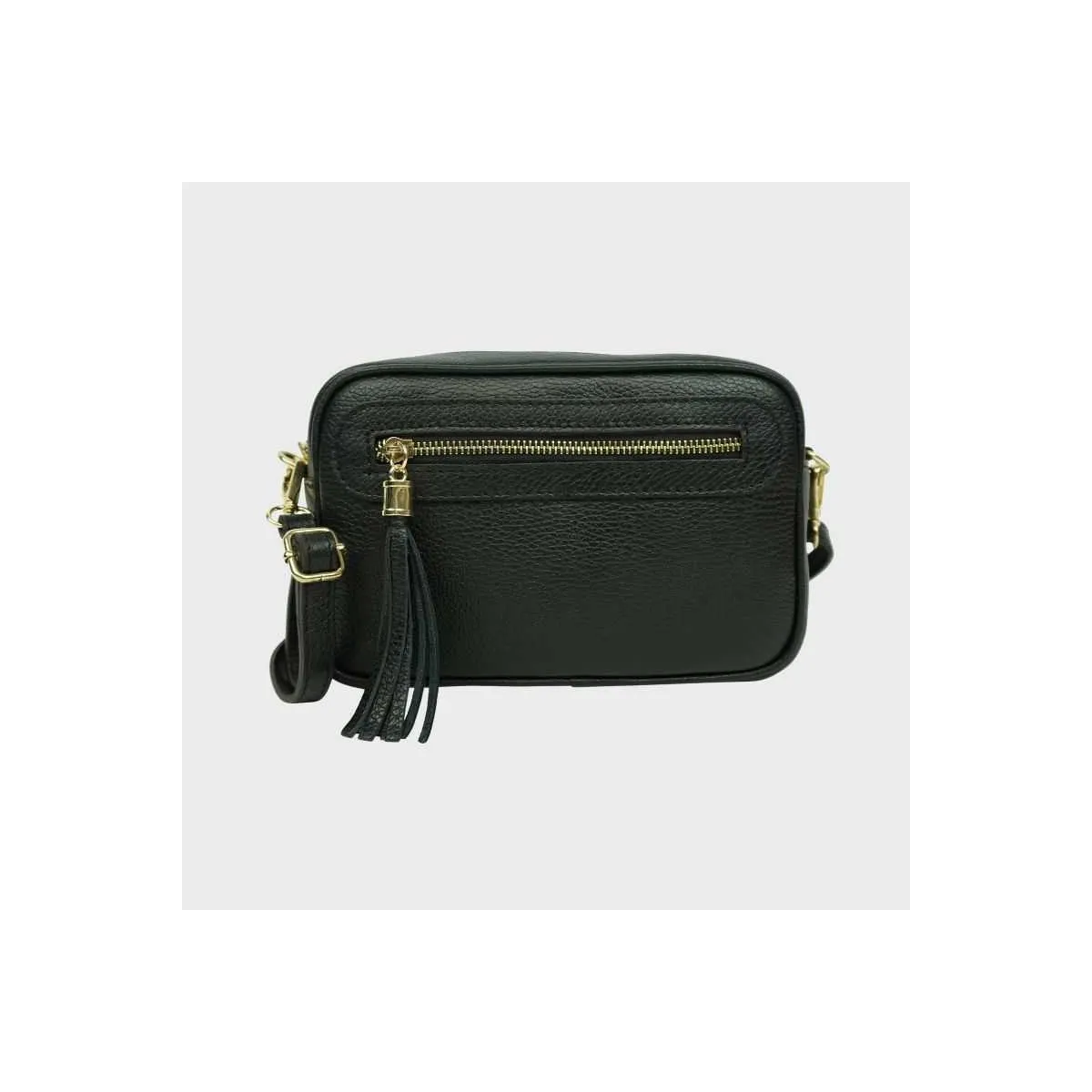 Sac bandoulière en cuir avec poche zippée sur pecari