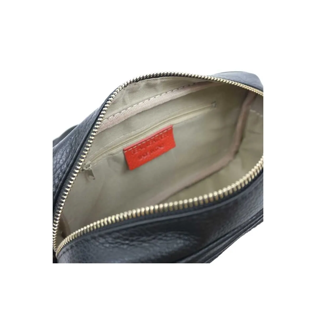Sac bandoulière en cuir avec poche zippée sur pecari
