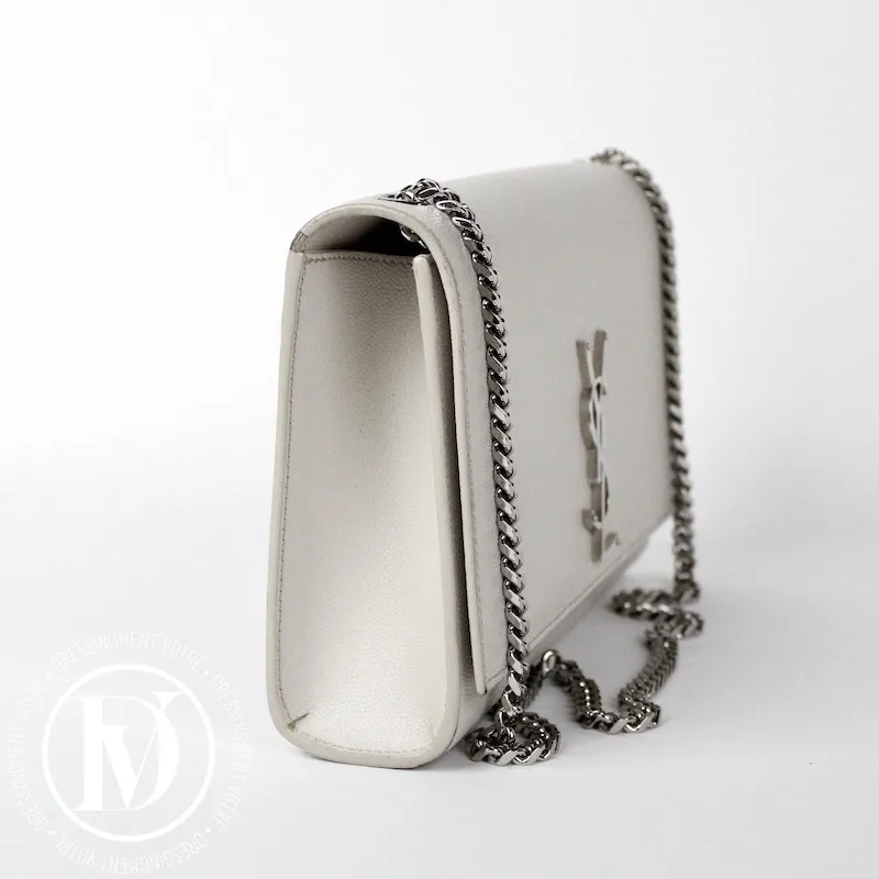 Sac Kate médium en cuir grainé blanc cassé – Saint Laurent