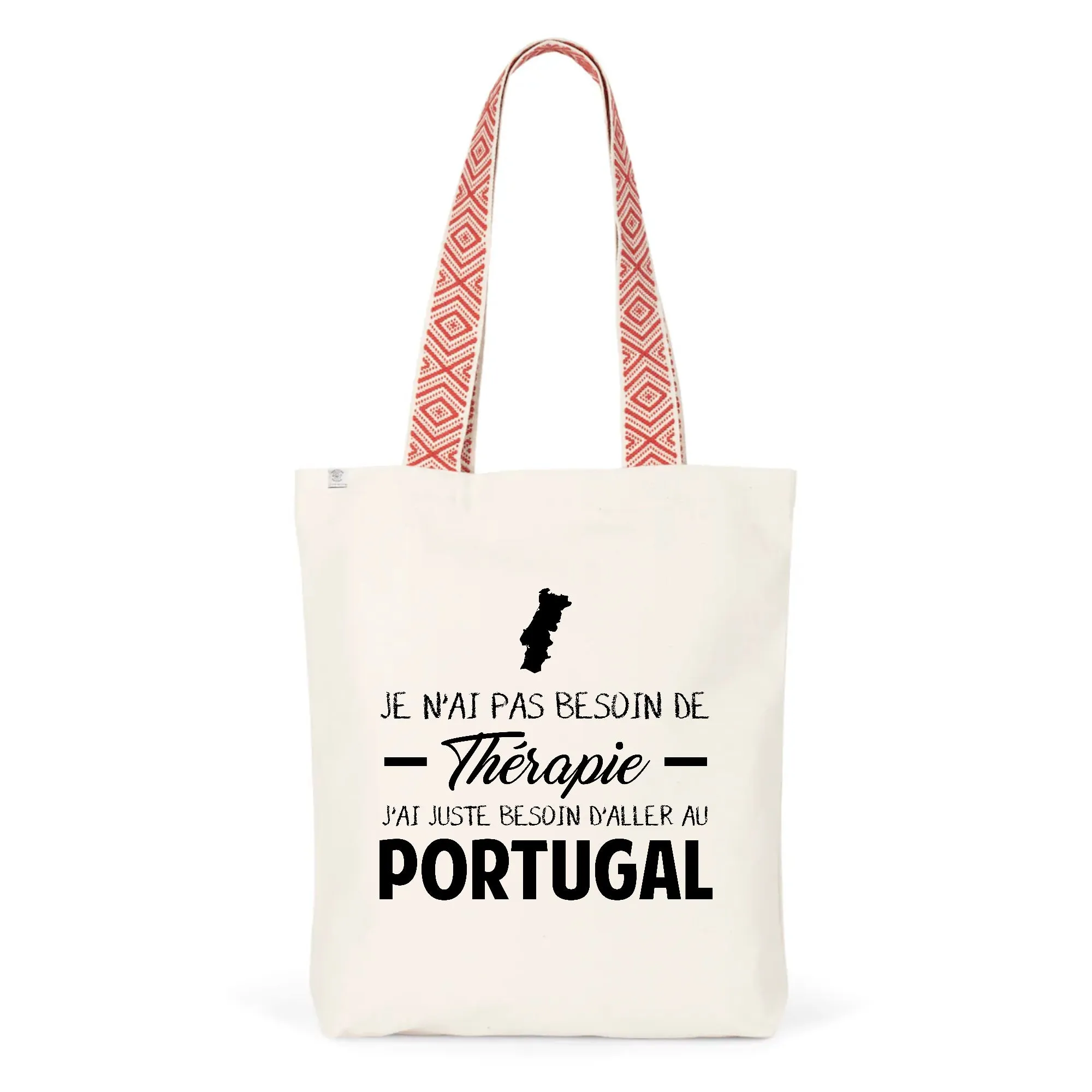 Sac réutilisable souvenir Portugal - Totebag ethnique coton bio recyclé - Impression FR