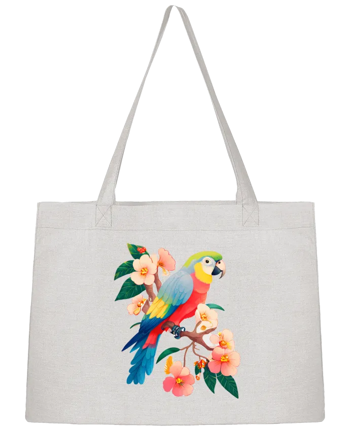 Sac Shopping perroquet fleurie par EliseDesign