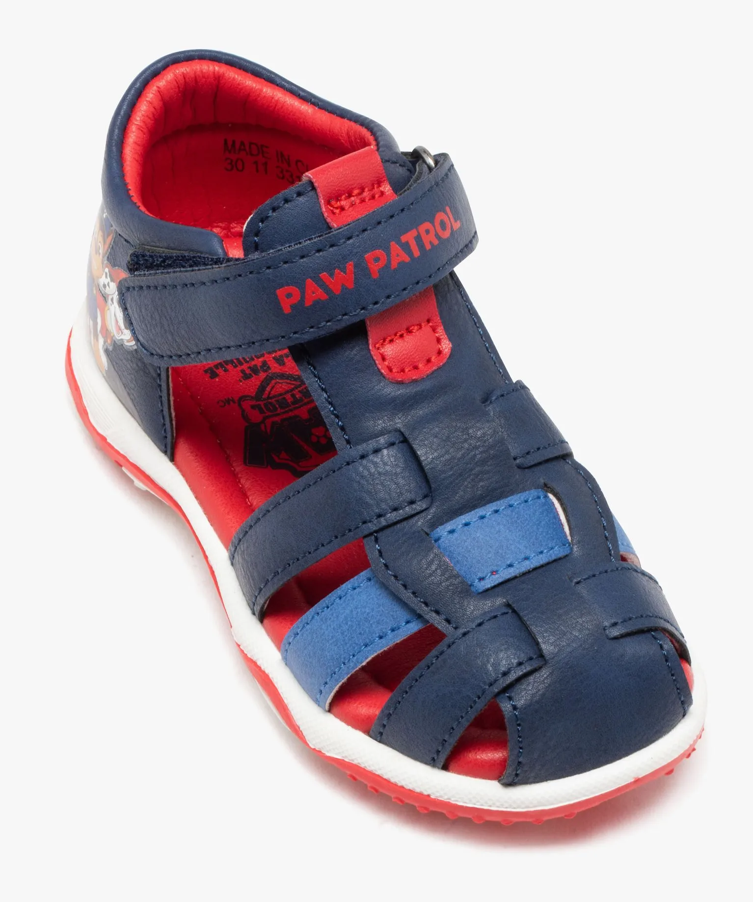Sandales bébé garçon avec bout semi-fermé et scratch - Pat Patrouille bleu