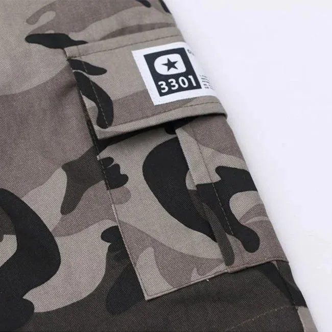 SHORT CARGO ENFANT CAMOUFLAGE GRIS