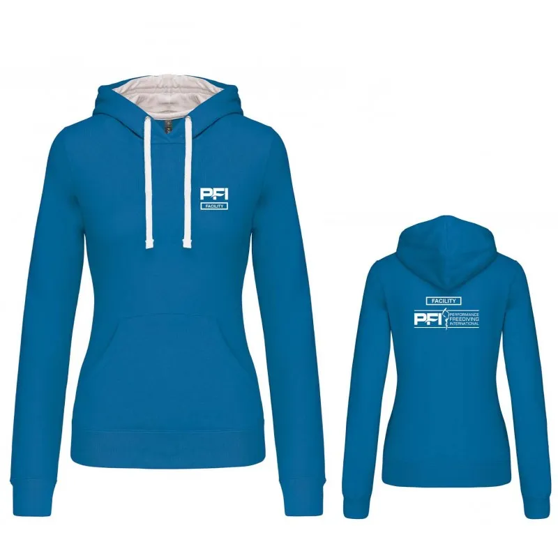 Sweat à capuche PFI femme (marquage cœur et dos + titre)