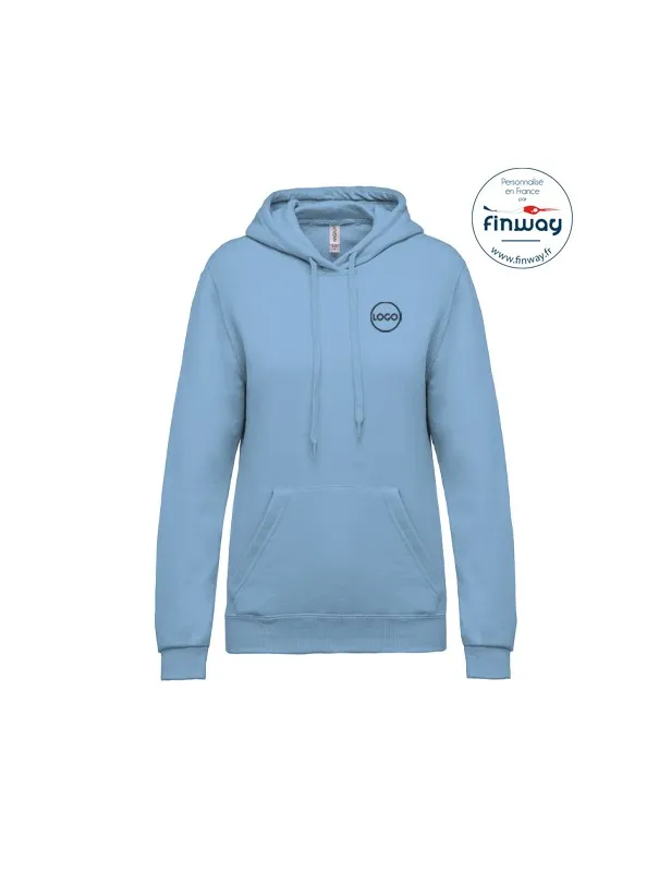 Sweat à capuche uni avec logo sur le coeur femme