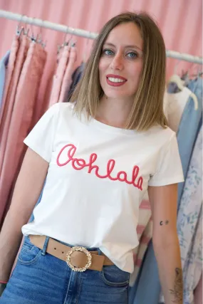 T-shirt écriture oohlala fuchsia