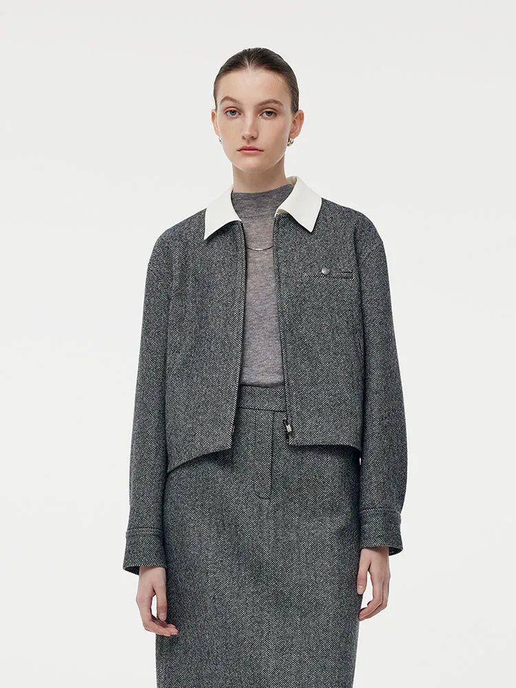 Veste zippée en laine lavable pour femmes avec col détachable
