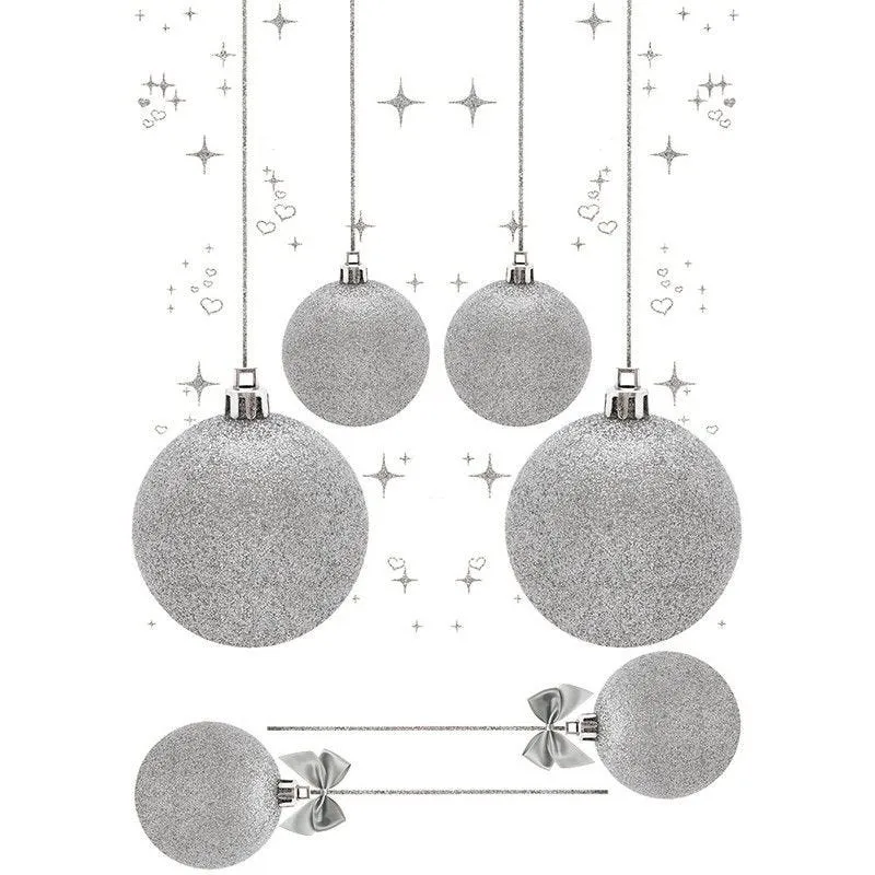 Vitrophanie boules de noël argent - 70 x 100 cm