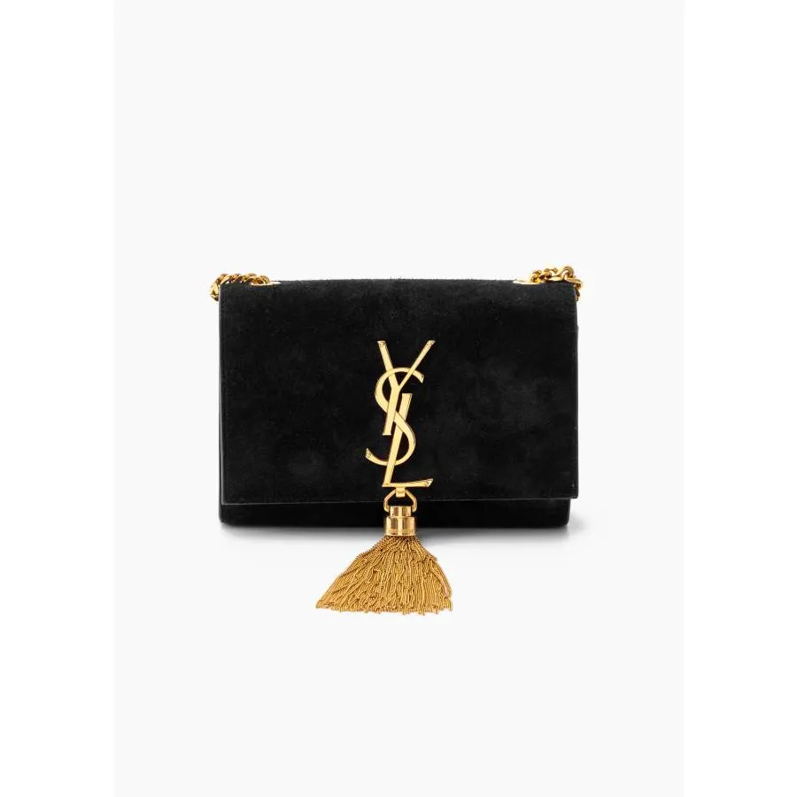 Yves Saint Laurent Sac Kate en daim noir avec bijouterie dorée
